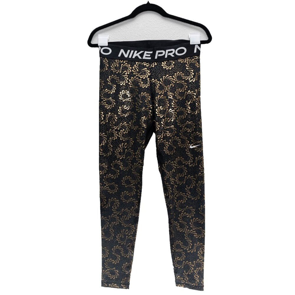 Nike Pro Training Leggings - Black & Gold, Size M